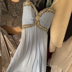 Elegant Light Blue Gown with Embellished Bodice
